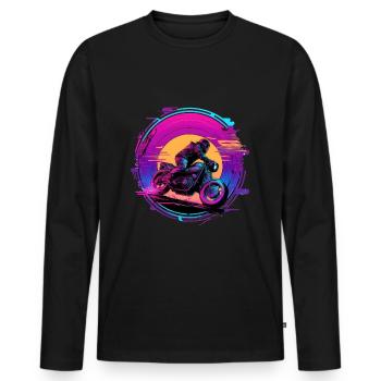 Moto Moto - T-shirt manches longues Premium bio Homme - noir - Devant - Nico (187cm)