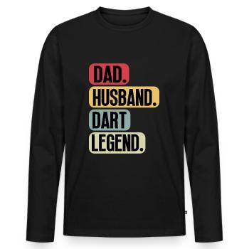 Dart Dad Papa Ehemann Sprüche Lustige Witzig Humor - Männer Premium Bio Langarmshirt - Schwarz - Vorne - Nico (187cm)