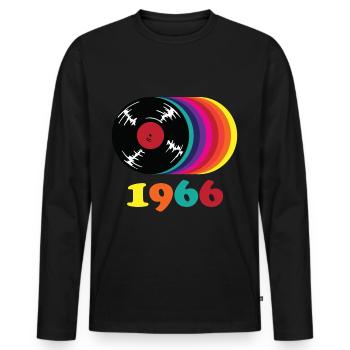 Vintage 1966 - Männer Premium Bio Langarmshirt - Schwarz - Vorne - Nico (187cm)
