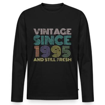 Millésime 1995 - T-shirt manches longues Premium bio Homme - noir - Devant - Nico (187cm)