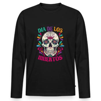 Dia de los muertos - T-shirt manches longues Premium bio Homme - noir - Devant - Nico (187cm)
