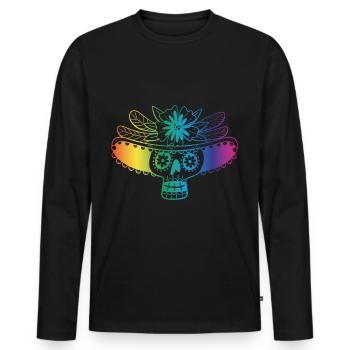 5 de mayo Totenkopf - Männer Premium Bio Langarmshirt - Schwarz - Vorne - Nico (187cm)