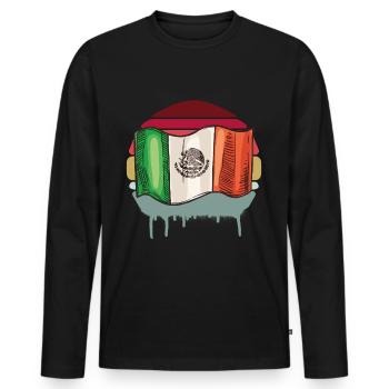 Mexico Retro Flagge - Männer Premium Bio Langarmshirt - Schwarz - Vorne - Nico (187cm)