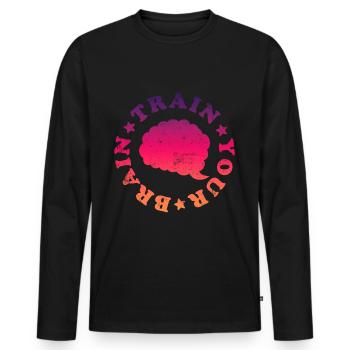 Train your Brain - Männer Premium Bio Langarmshirt - Schwarz - Vorne - Nico (187cm)