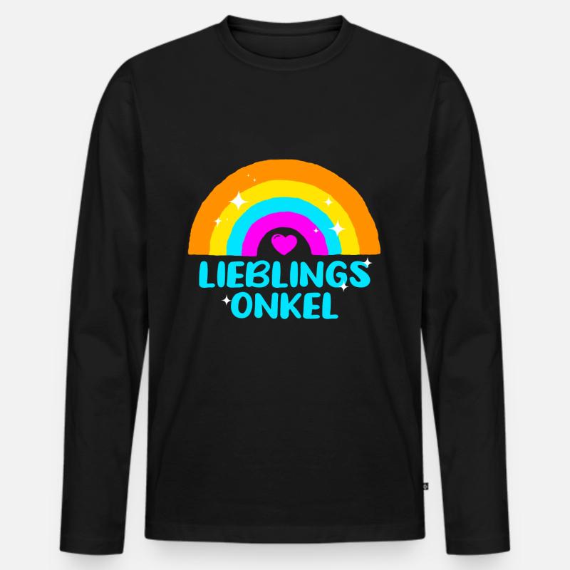 Lieblingsonkel - Männer Premium Bio Langarmshirt - Schwarz
