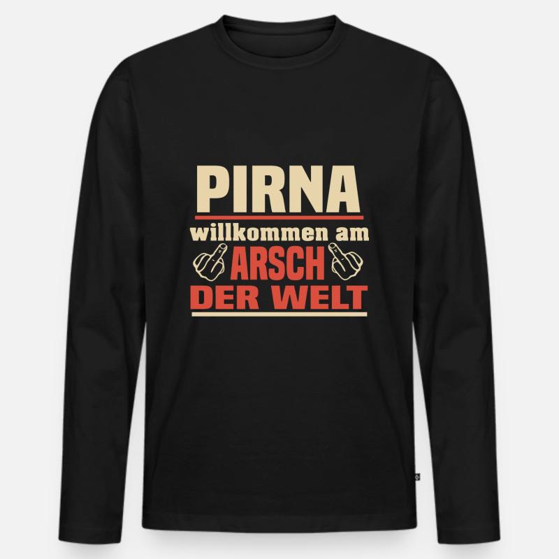 Pirna - Männer Premium Bio Langarmshirt - Schwarz