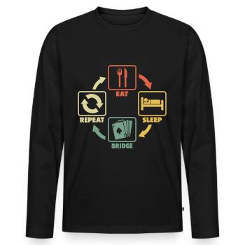 Joueur de bridge Joueur de bridge Paroles drôles Humour - T-shirt manches longues Premium bio Homme - noir - Devant - Nico (187cm)