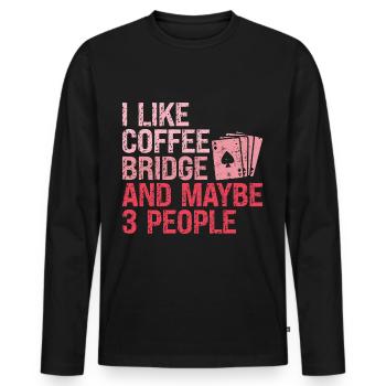 Joueur de bridge Fille Joueur de bridge Paroles Humour - T-shirt manches longues Premium bio Homme - noir - Devant - Nico (187cm)