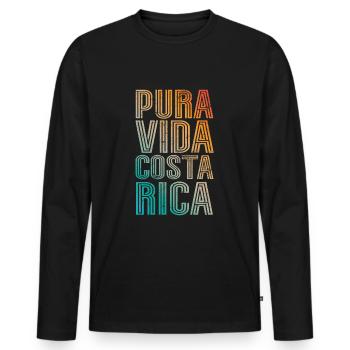 Pura Vida Costa Rica - T-shirt manches longues Premium bio Homme - noir - Devant - Nico (187cm)