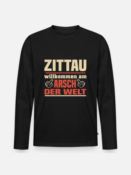 Zittau - Männer Premium Bio Langarmshirt - Schwarz