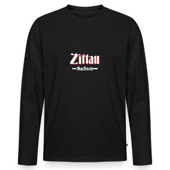 Zittau - Männer Premium Bio Langarmshirt - Schwarz - Vorne - Nico (187cm)