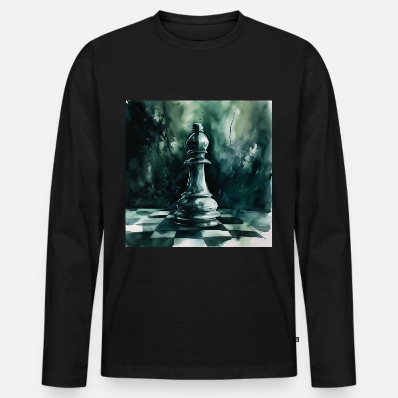 Türkiser Schachläufer - Männer Premium Bio Langarmshirt - Schwarz