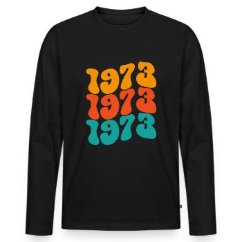 1973 Vintage - Männer Premium Bio Langarmshirt - Schwarz - Vorne - Nico (187cm)