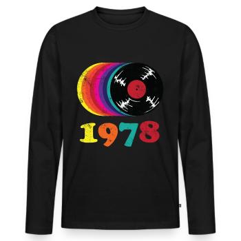 Millésime 1978 - T-shirt manches longues Premium bio Homme - noir - Devant - Nico (187cm)