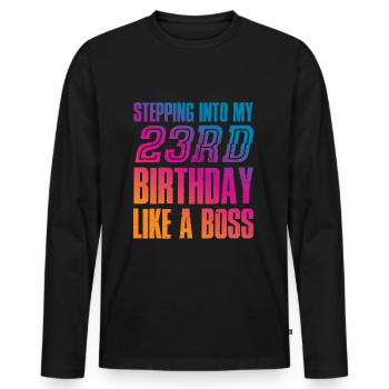 23e anniversaire 23 ans cadeau - T-shirt manches longues Premium bio Homme - noir - Devant - Nico (187cm)