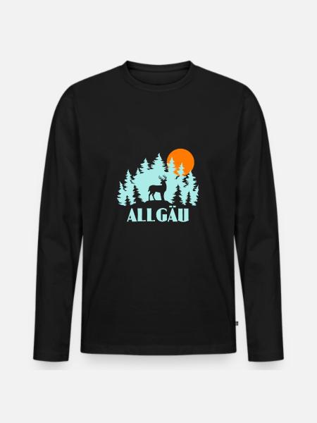 Allgäu - Männer Premium Bio Langarmshirt - Schwarz