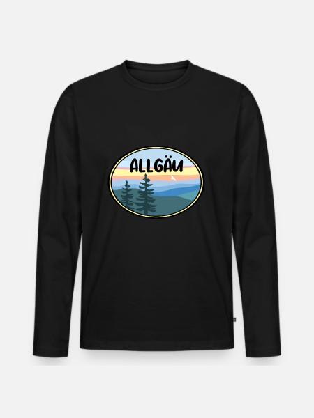 Allgäu - Männer Premium Bio Langarmshirt - Schwarz