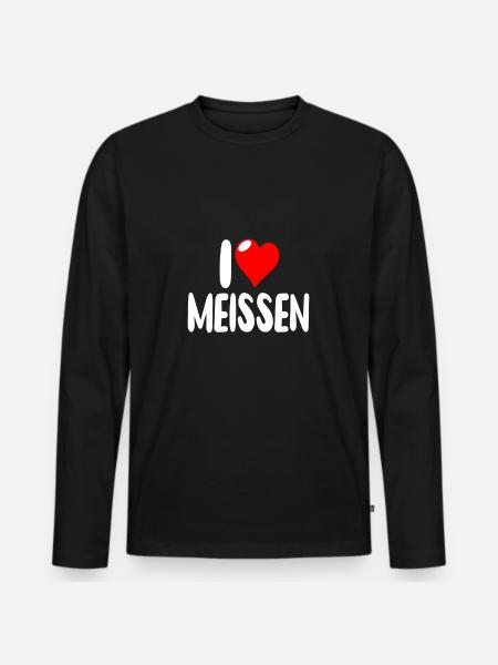 Meißen - Männer Premium Bio Langarmshirt - Schwarz