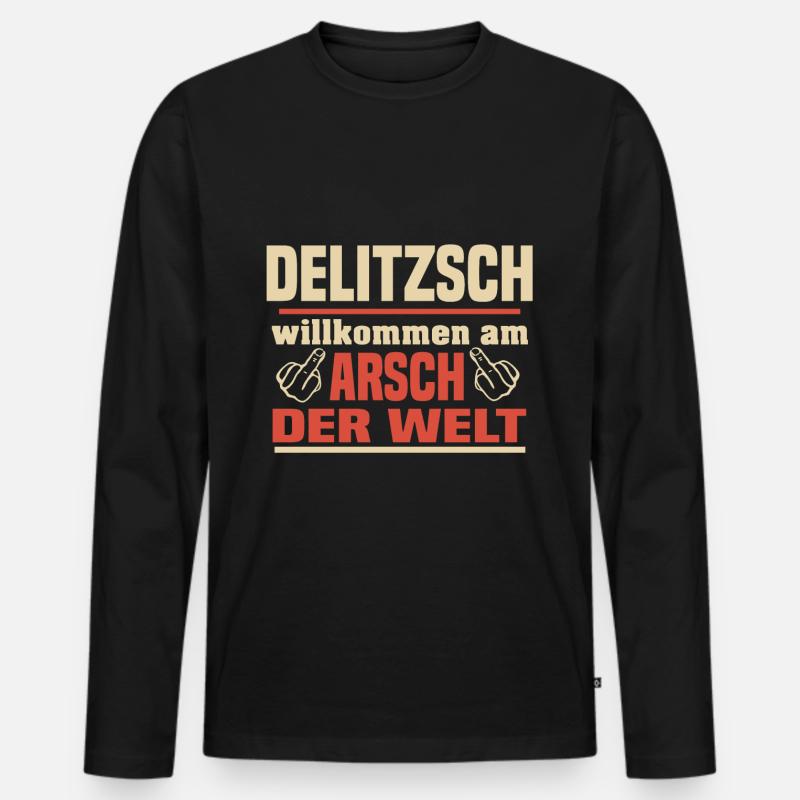 Delitzsch - Männer Premium Bio Langarmshirt - Schwarz