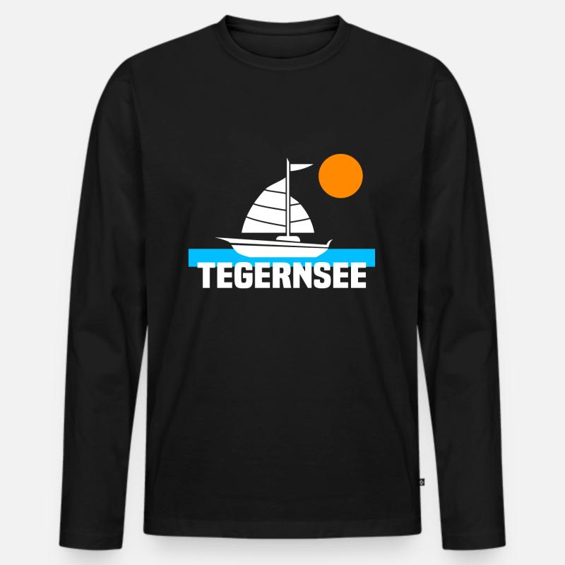 Tegernsee - Männer Premium Bio Langarmshirt - Schwarz