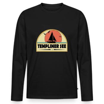 Templiner See - Männer Premium Bio Langarmshirt - Schwarz - Vorne - Nico (187cm)