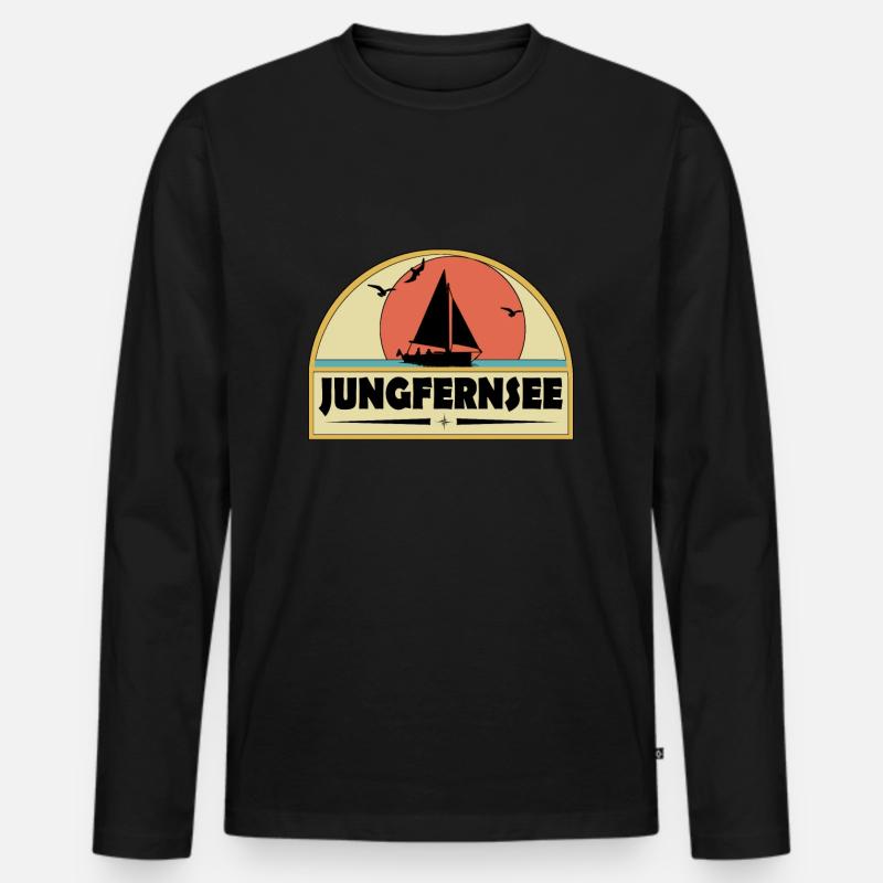 Jungfernsee - Männer Premium Bio Langarmshirt - Schwarz