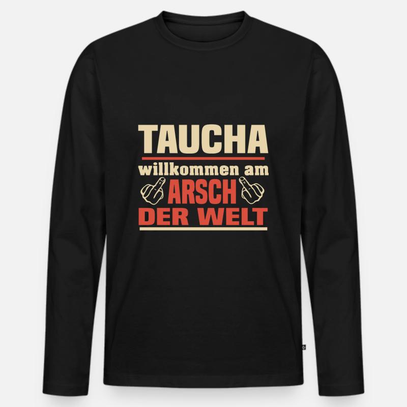 Taucha - Männer Premium Bio Langarmshirt - Schwarz