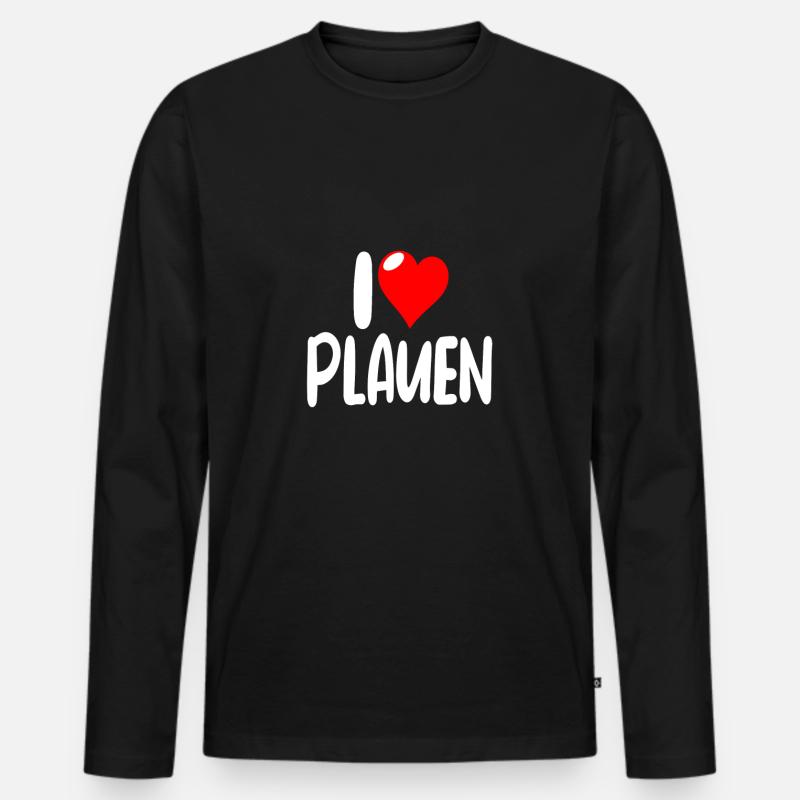 Plauen - Männer Premium Bio Langarmshirt - Schwarz