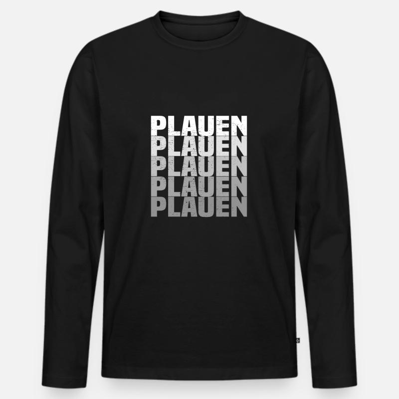 Plauen - Männer Premium Bio Langarmshirt - Schwarz