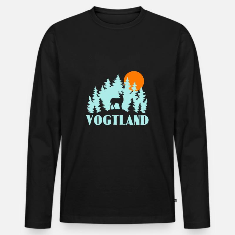 Vogtland - Männer Premium Bio Langarmshirt - Schwarz