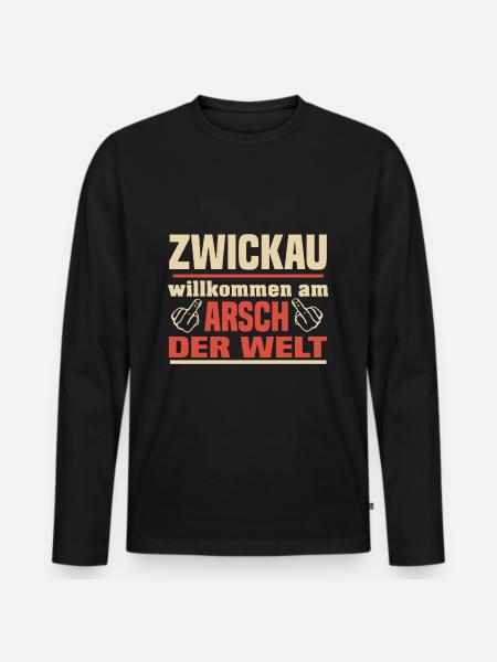 Zwickau - Männer Premium Bio Langarmshirt - Schwarz