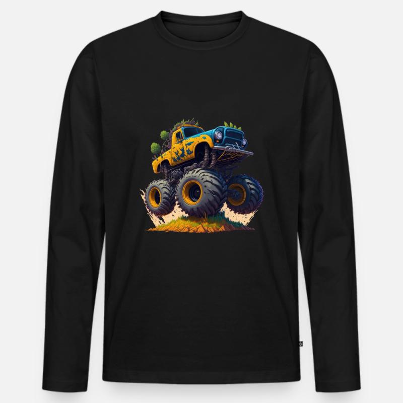 Monstertruck - Männer Premium Bio Langarmshirt - Schwarz