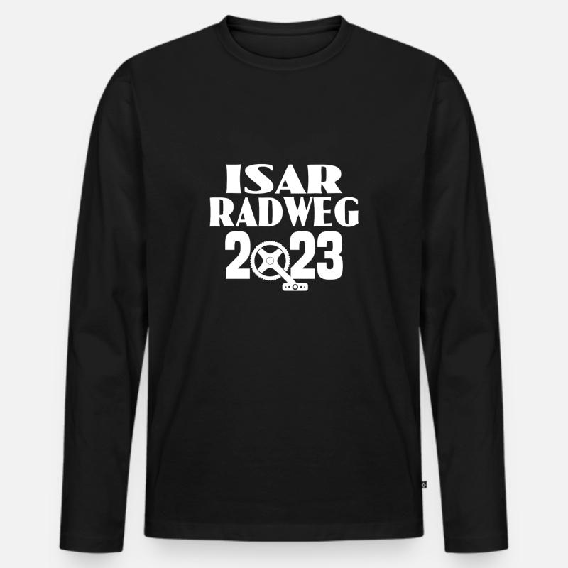 Isar Radweg 02 - Männer Premium Bio Langarmshirt - Schwarz