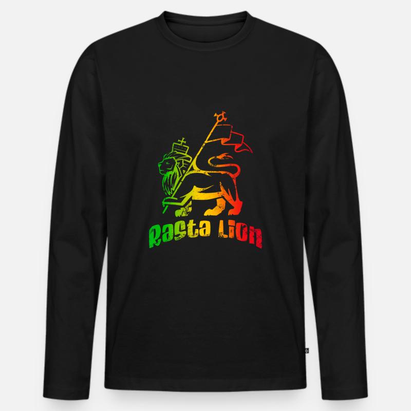 Rasta-Löwe - Männer Premium Bio Langarmshirt - Schwarz