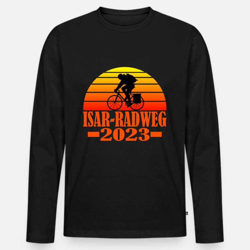 Isar radweg - Männer Premium Bio Langarmshirt - Schwarz