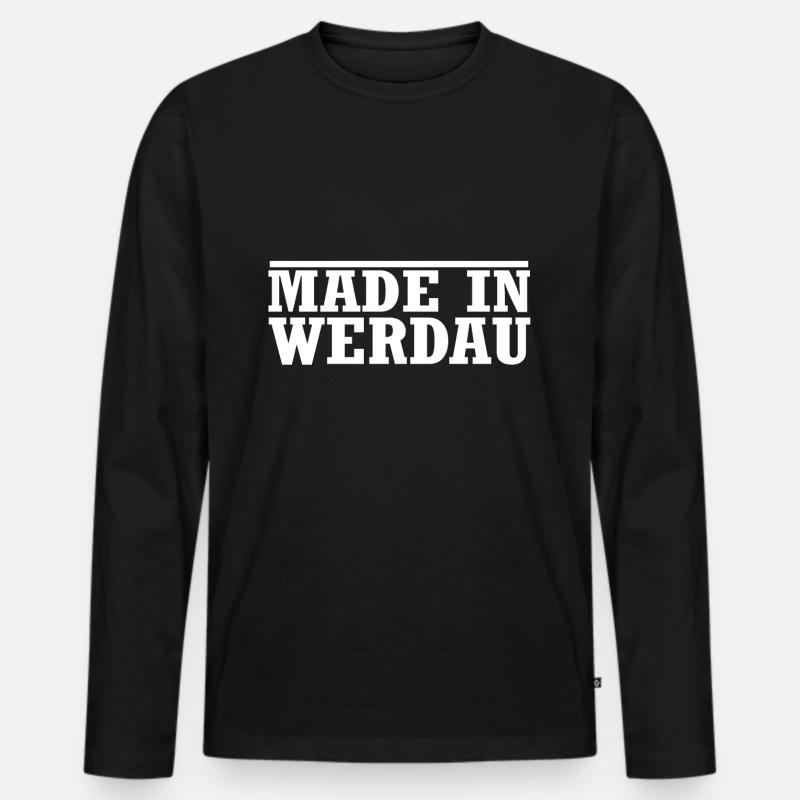 Werdau - Männer Premium Bio Langarmshirt - Schwarz