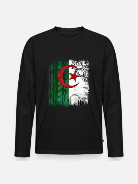 Identity of Algeria - Männer Premium Bio Langarmshirt - Schwarz
