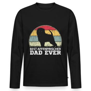Affenpinscher Papa Maître Chien Papa Papa Papa Vintage - T-shirt manches longues Premium bio Homme - noir - Devant - Nico (187cm)