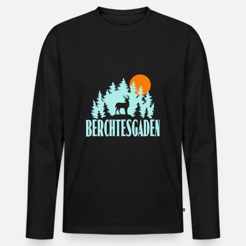 Berchtesgaden - Männer Premium Bio Langarmshirt - Schwarz