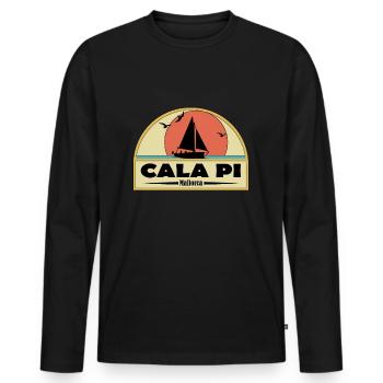 Cala Pi - T-shirt manches longues Premium bio Homme - noir - Devant - Nico (187cm)