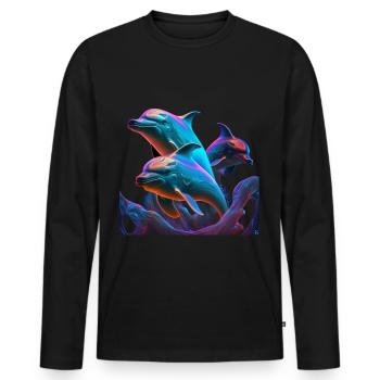 Blauer Delphin spielt - Männer Premium Bio Langarmshirt - Schwarz - Vorne - Nico (187cm)