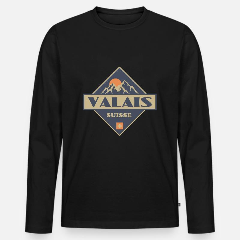 Valais - Männer Premium Bio Langarmshirt - Schwarz