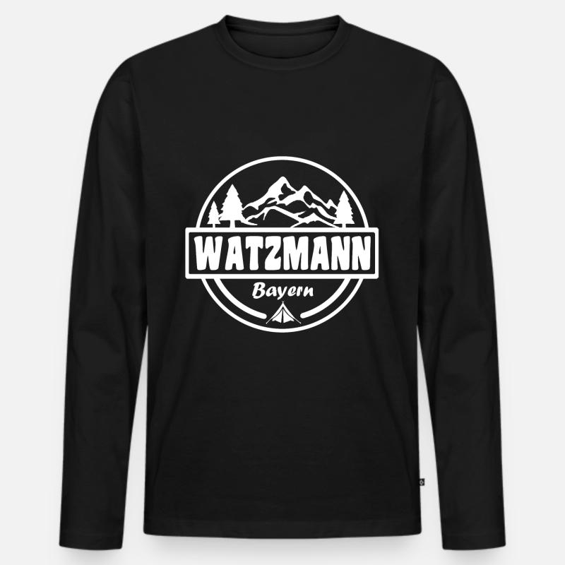 Watzmann - Männer Premium Bio Langarmshirt - Schwarz