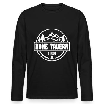 Hohe Tauern - Männer Premium Bio Langarmshirt - Schwarz - Vorne - Nico (187cm)