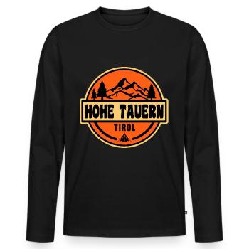 Hohe Tauern - Männer Premium Bio Langarmshirt - Schwarz - Vorne - Nico (187cm)