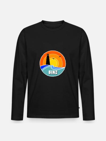 Ostsee Leuchtturm Binz - Männer Premium Bio Langarmshirt - Schwarz