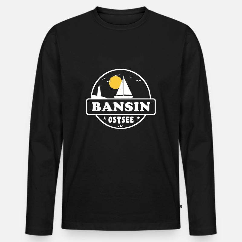 Bansin - Männer Premium Bio Langarmshirt - Schwarz