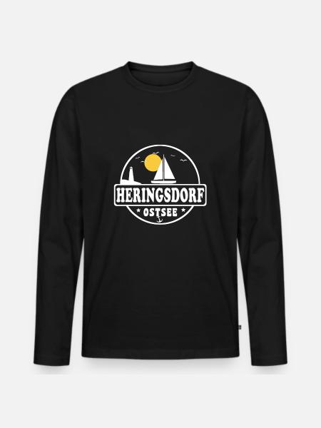 Heringsdorf - Männer Premium Bio Langarmshirt - Schwarz