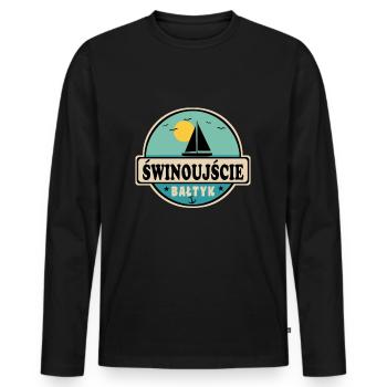 Swinemünde polnisch - Männer Premium Bio Langarmshirt - Schwarz - Vorne - Nico (187cm)