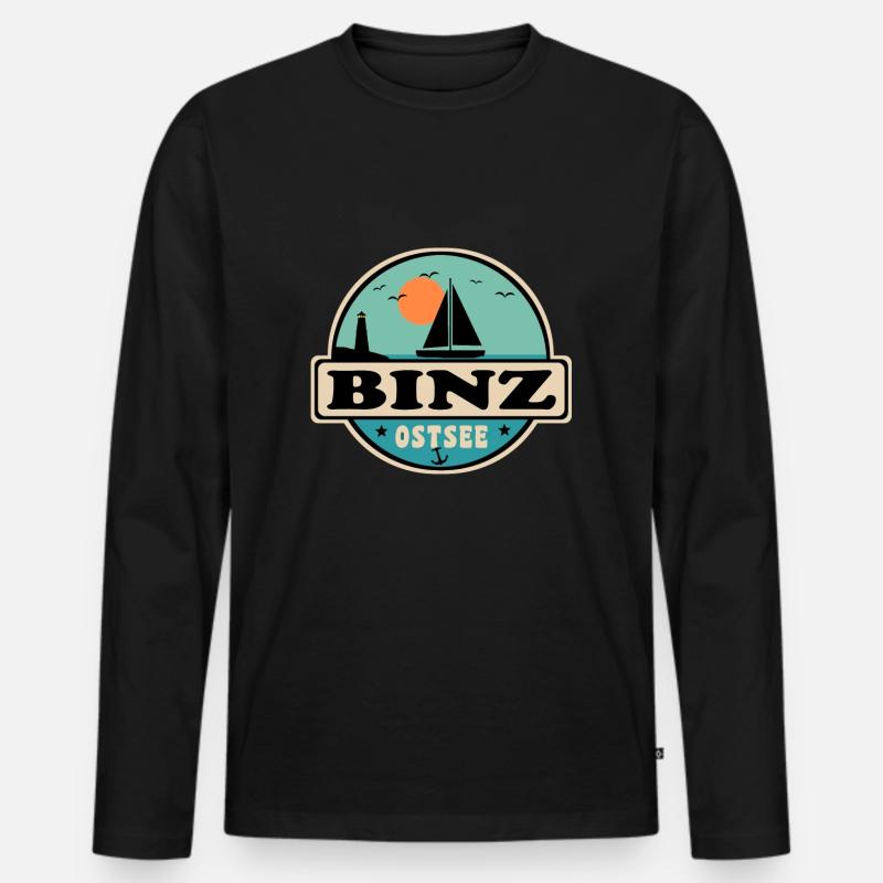 Binz - Männer Premium Bio Langarmshirt - Schwarz